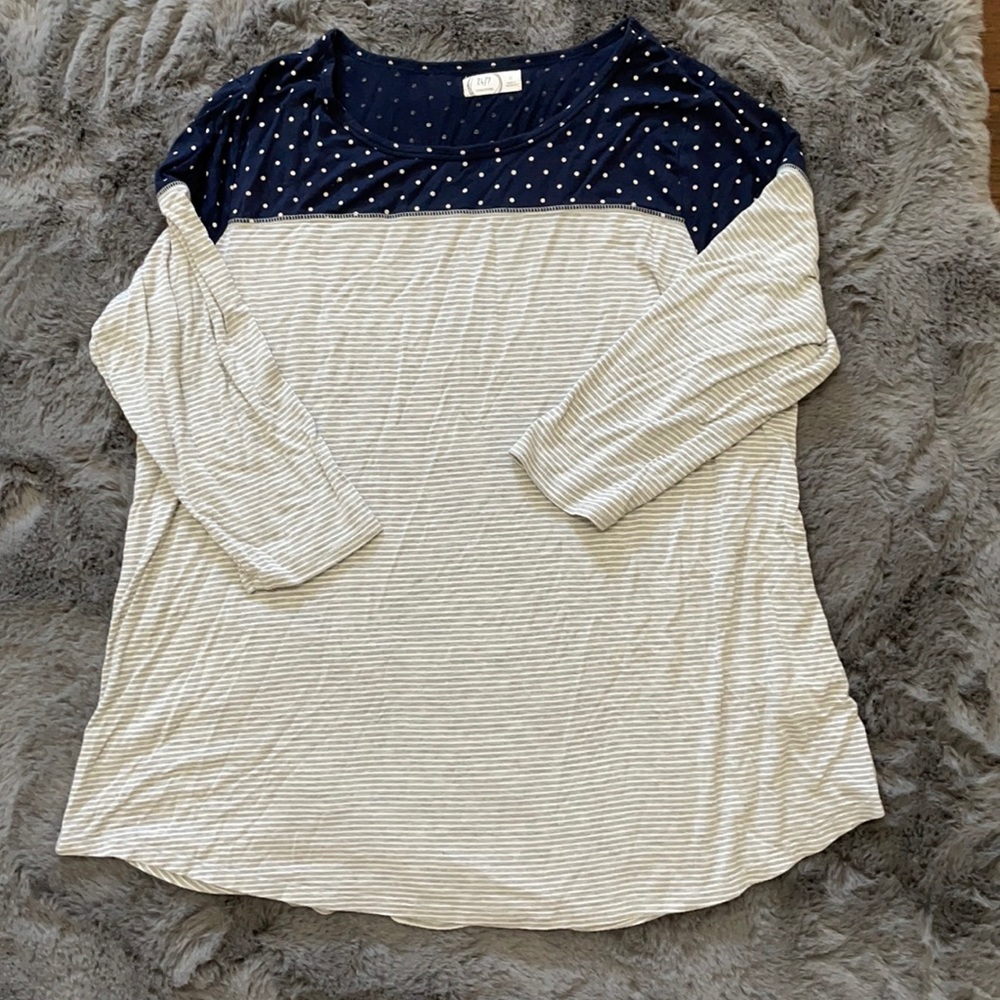 3/$28 Maurices 24/7 Polka Dot/Stripes 3/4 Sleeve T